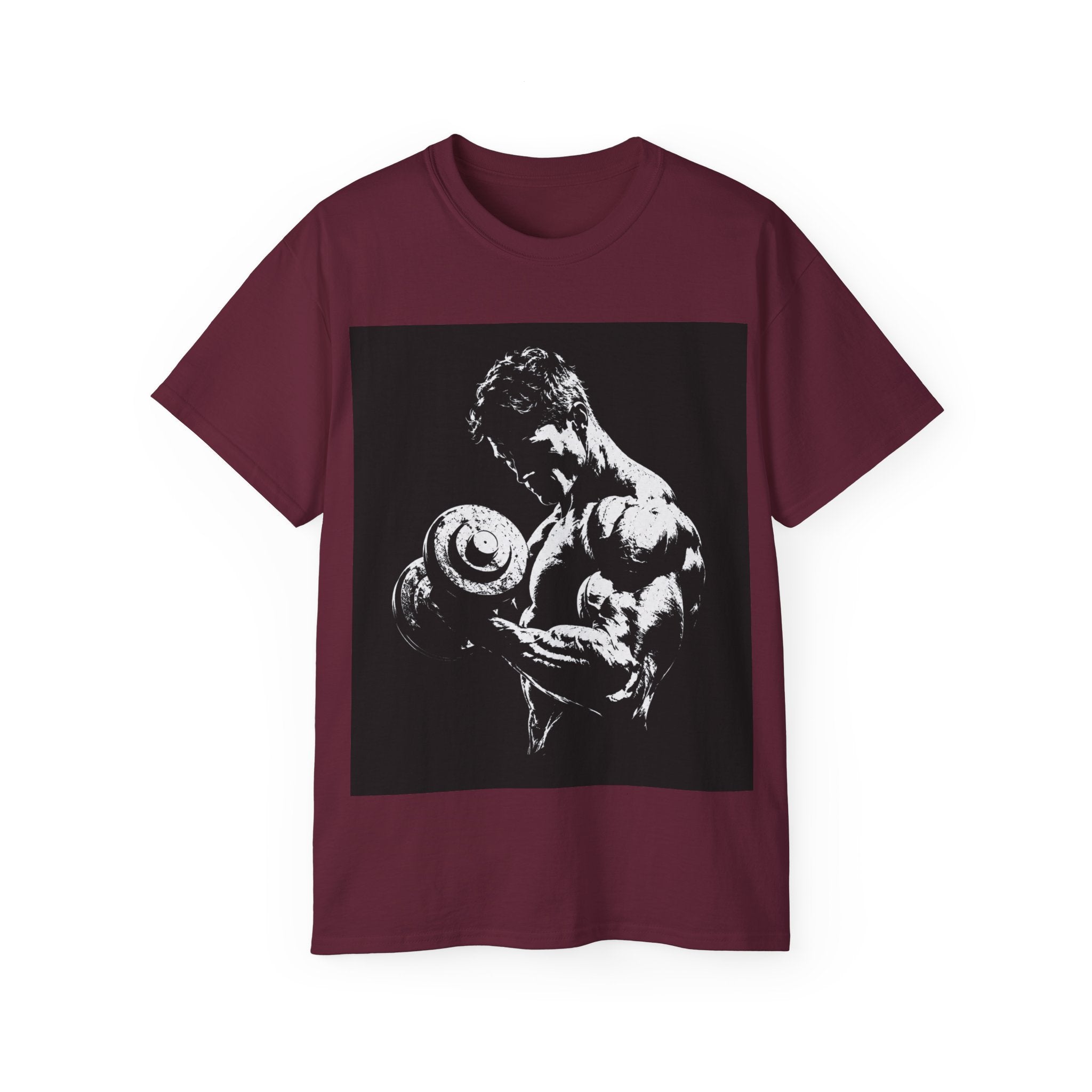 B&W Bodybuilder Bicep Curl T Shirt