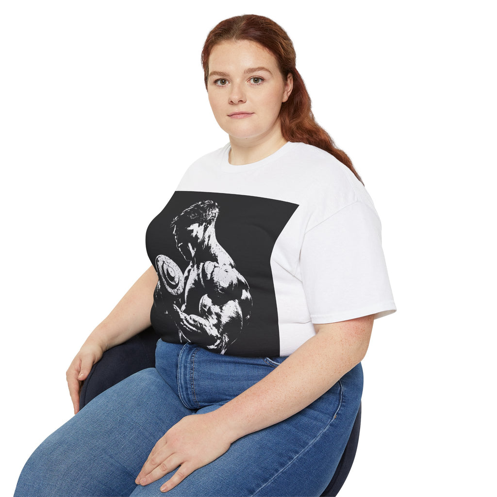 B&W Bodybuilder Bicep Curl T Shirt