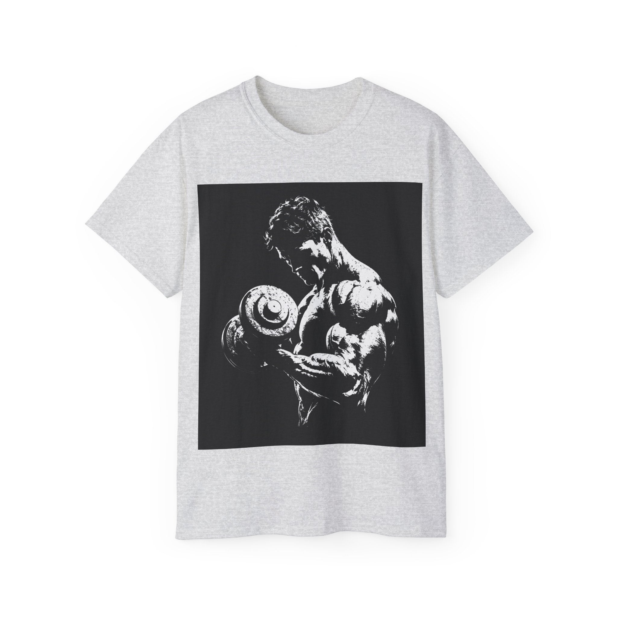 B&W Bodybuilder Bicep Curl T Shirt