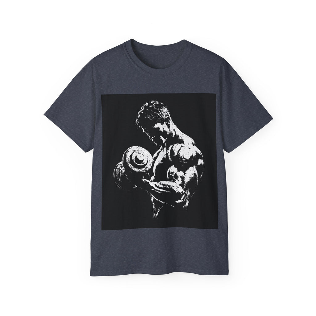 B&W Bodybuilder Bicep Curl T Shirt