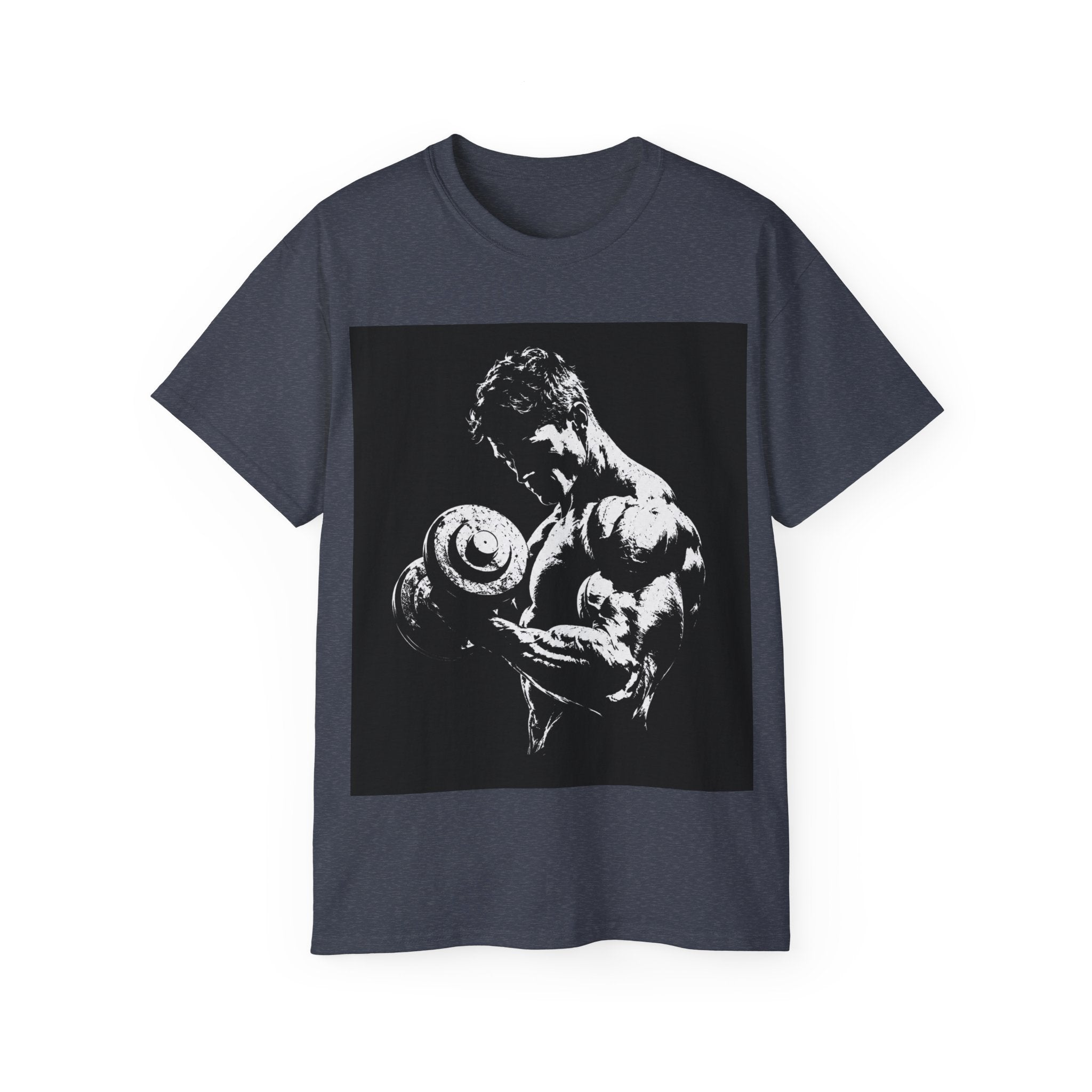 B&W Bodybuilder Bicep Curl T Shirt
