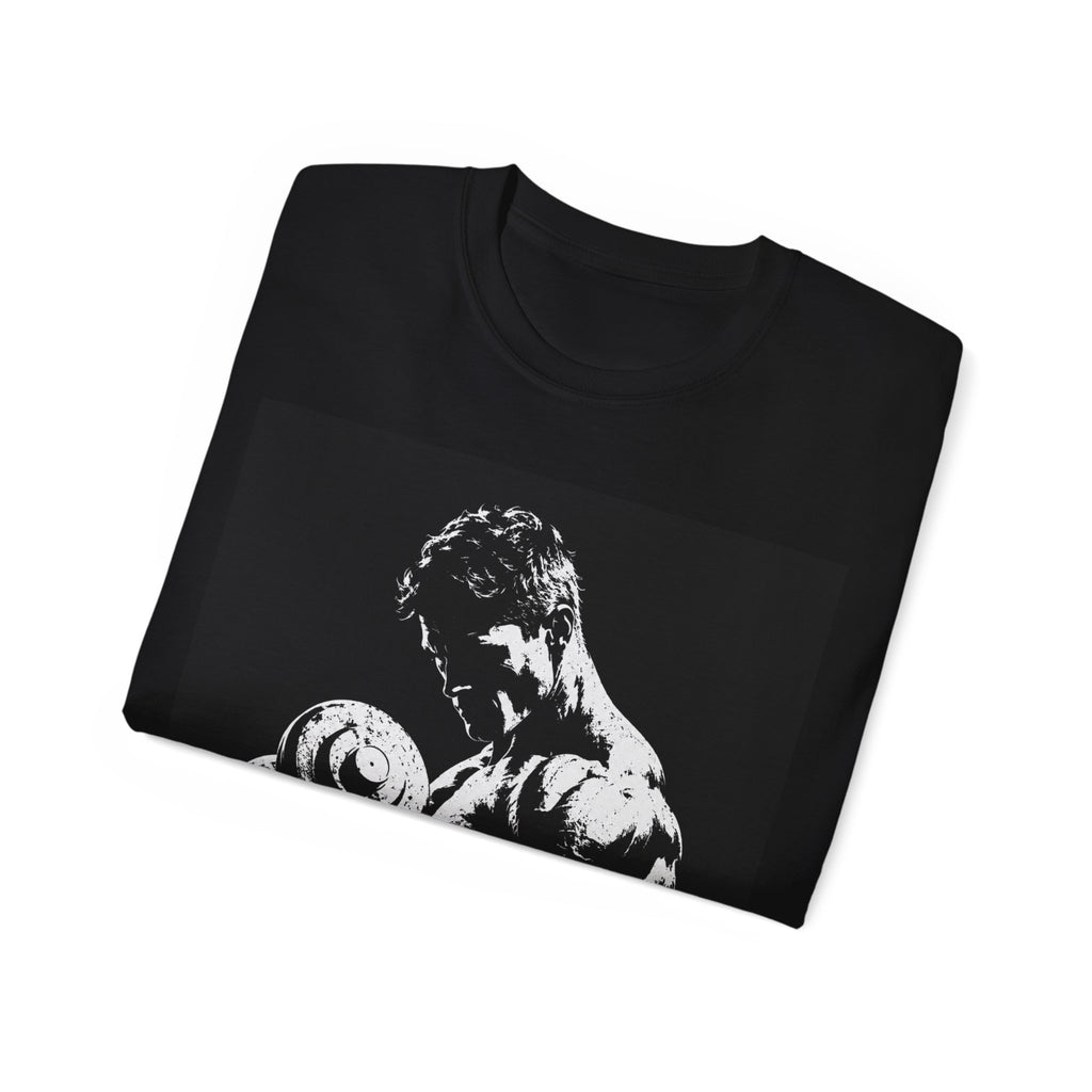 B&W Bodybuilder Bicep Curl T Shirt
