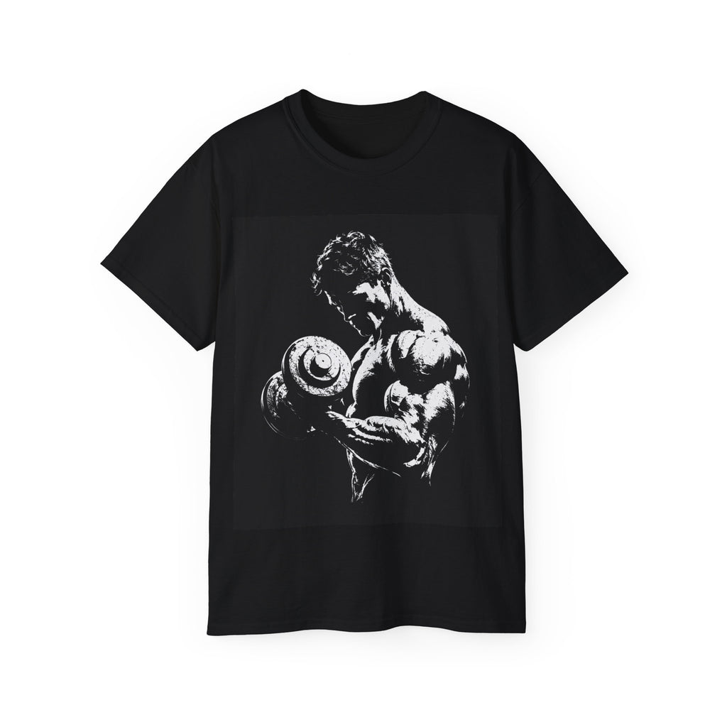 B&W Bodybuilder Bicep Curl T Shirt