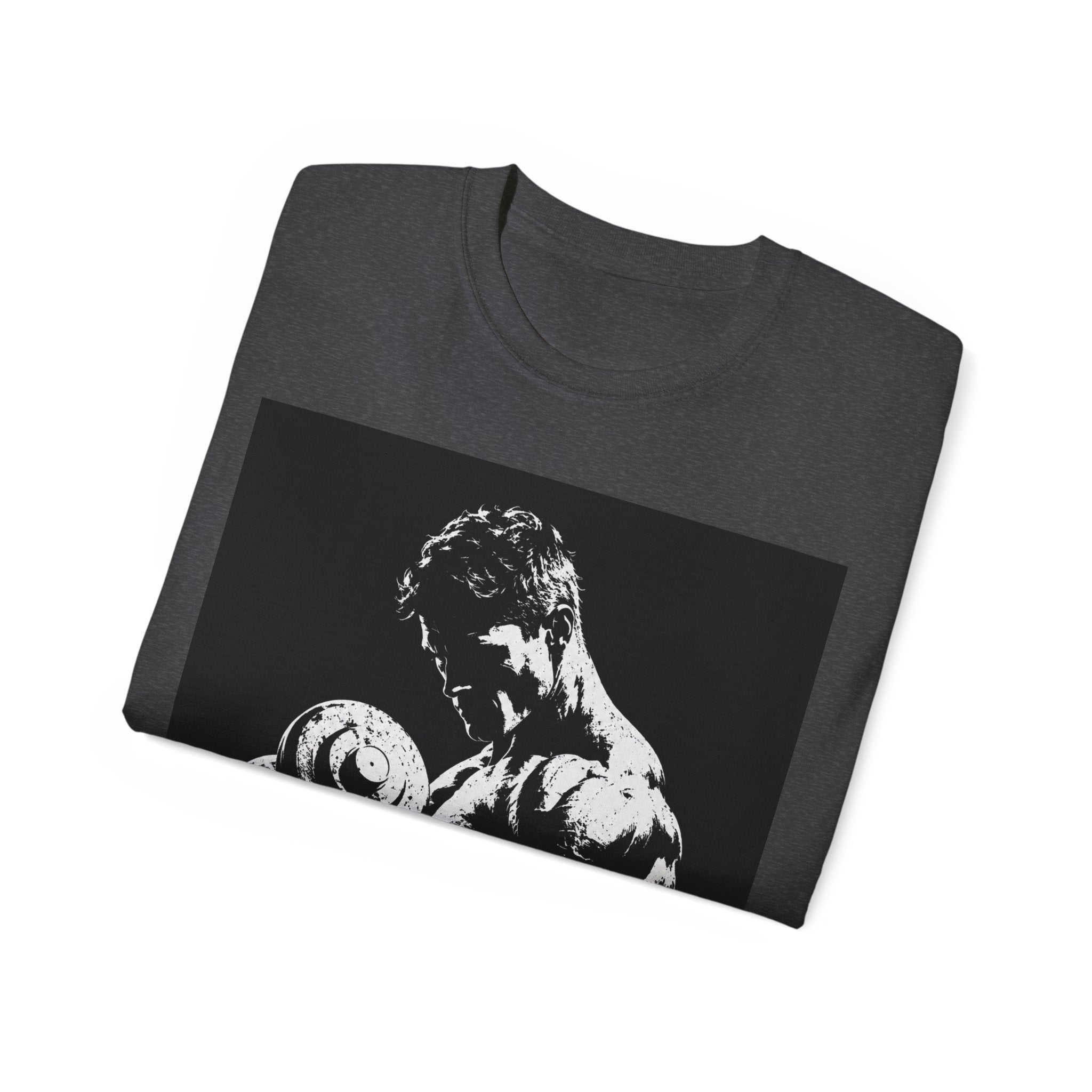 B&W Bodybuilder Bicep Curl T Shirt