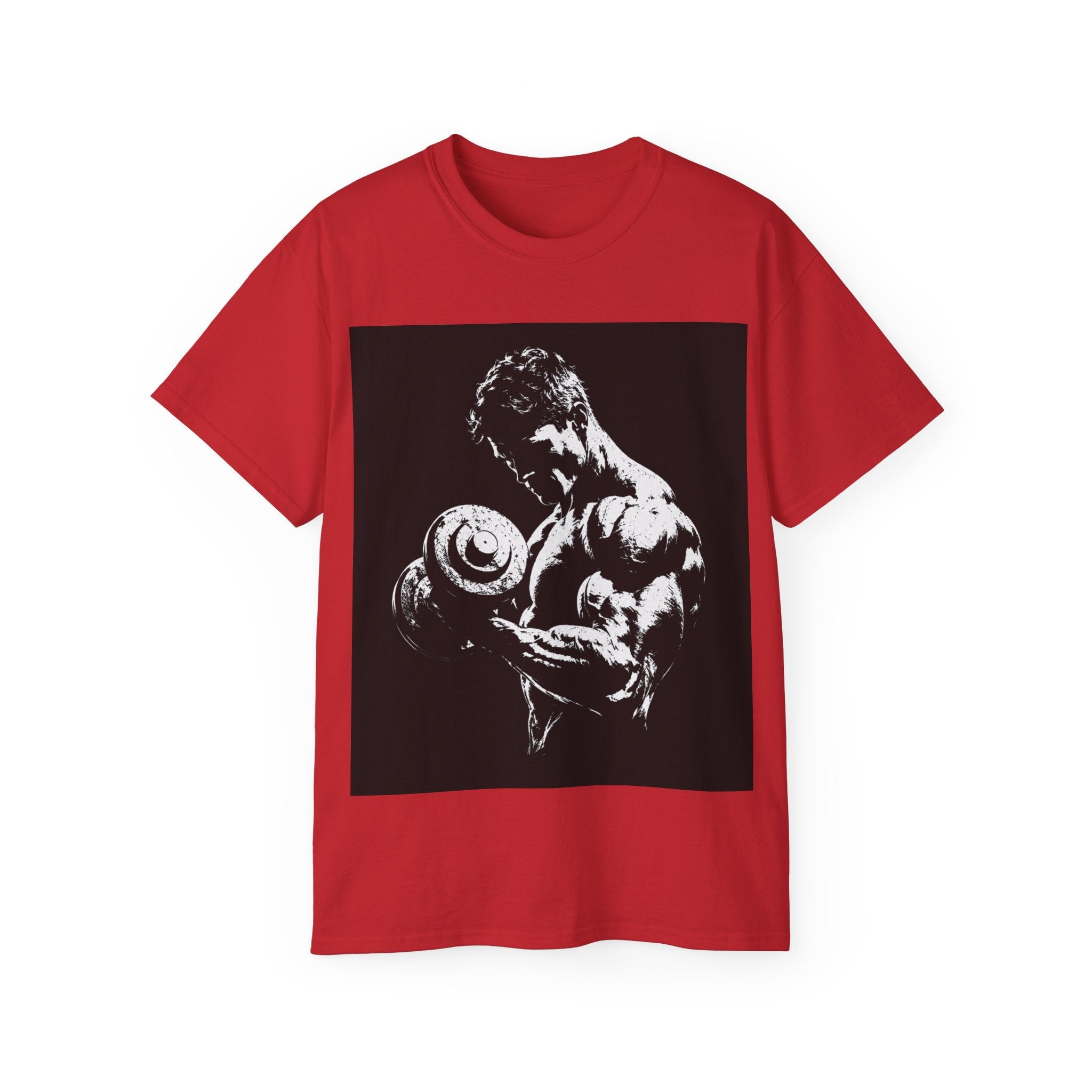 B&W Bodybuilder Bicep Curl T Shirt