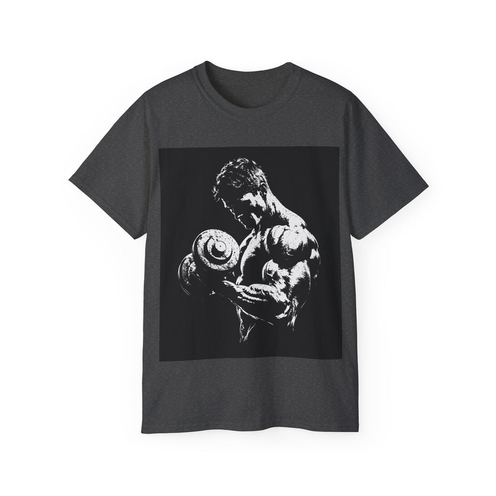 B&W Bodybuilder Bicep Curl T Shirt