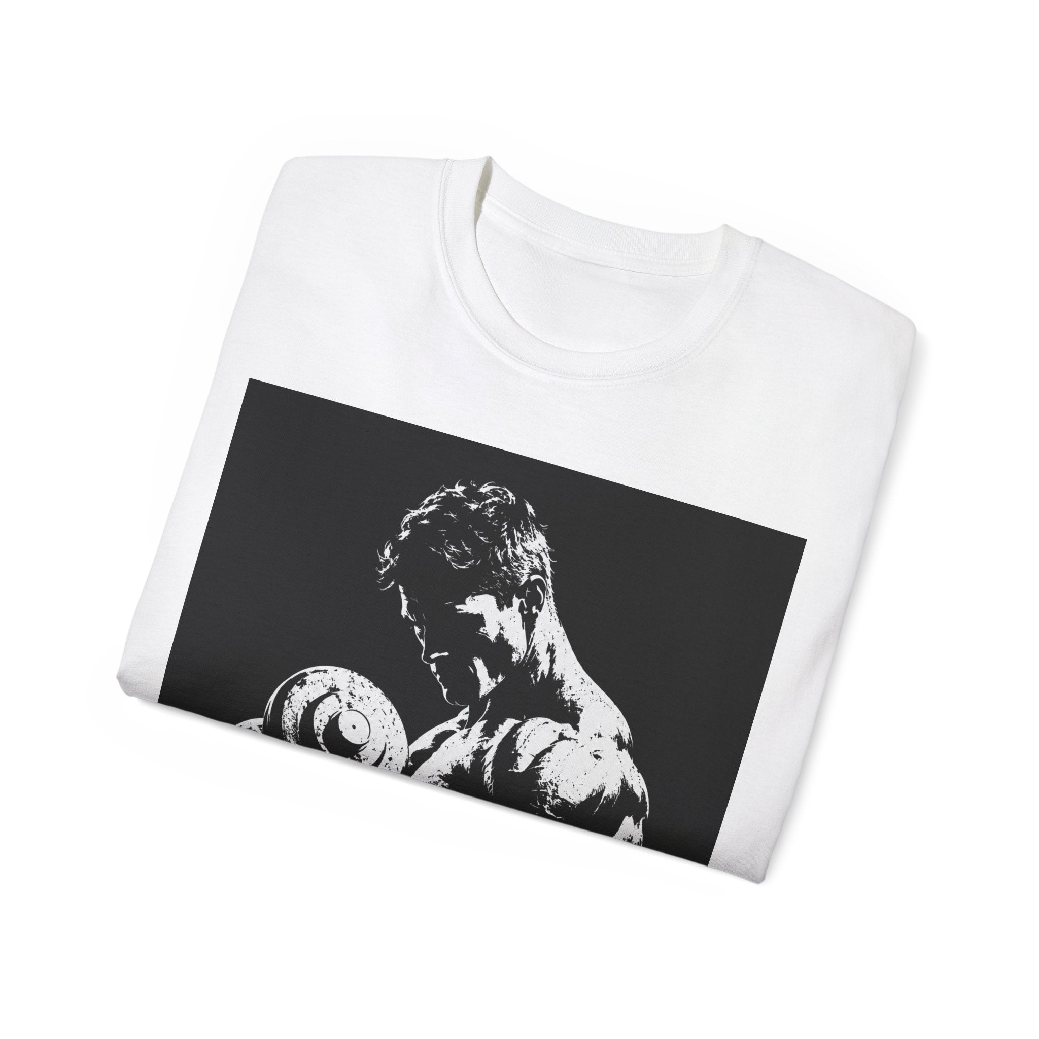 B&W Bodybuilder Bicep Curl T Shirt