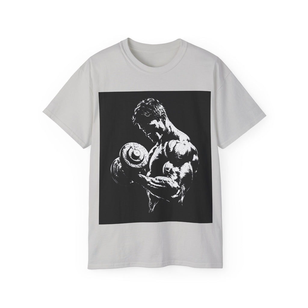 B&W Bodybuilder Bicep Curl T Shirt