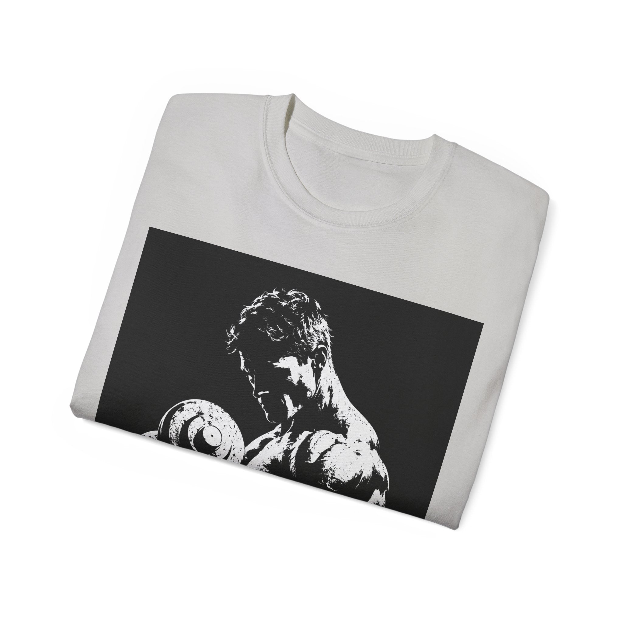 B&W Bodybuilder Bicep Curl T Shirt