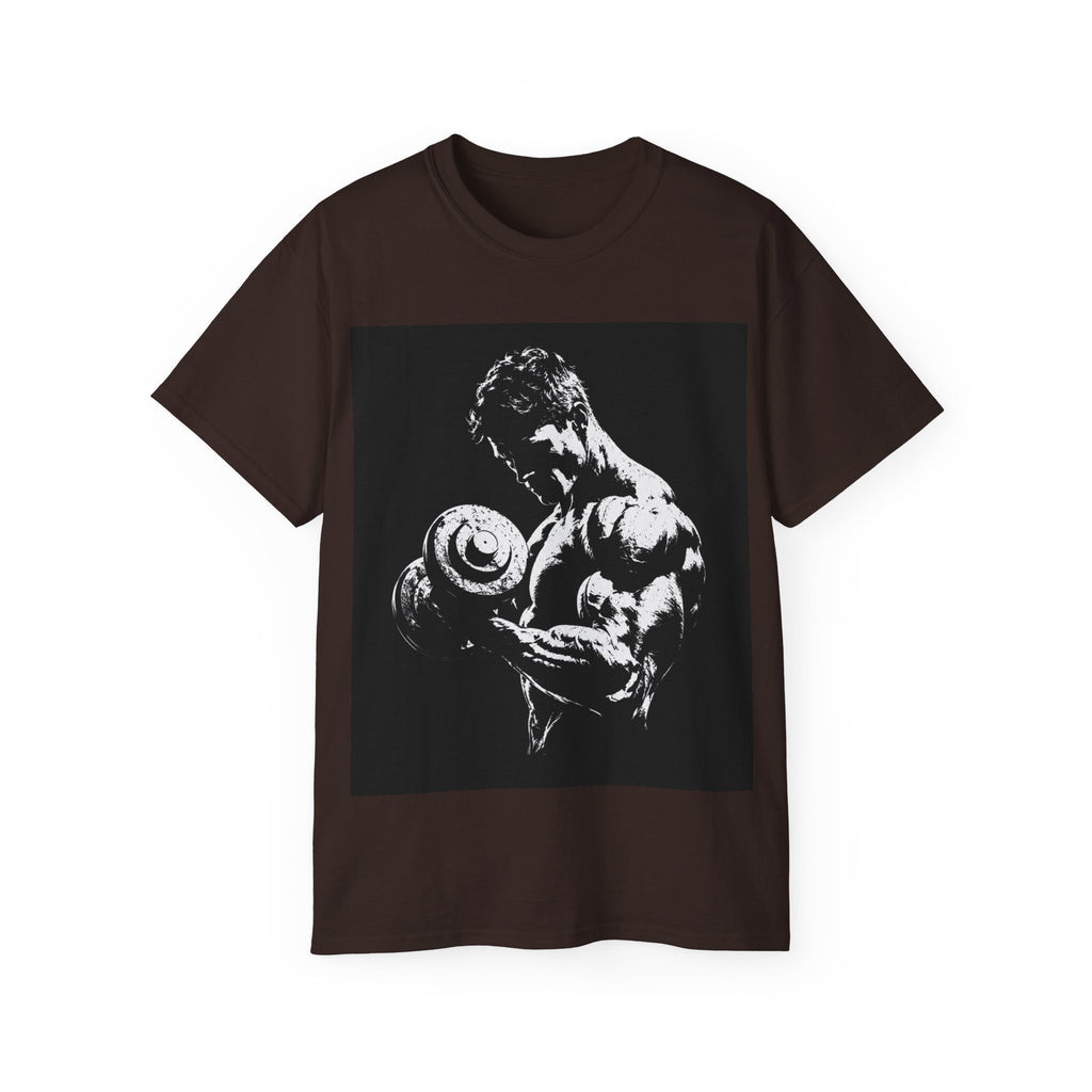 B&W Bodybuilder Bicep Curl T Shirt