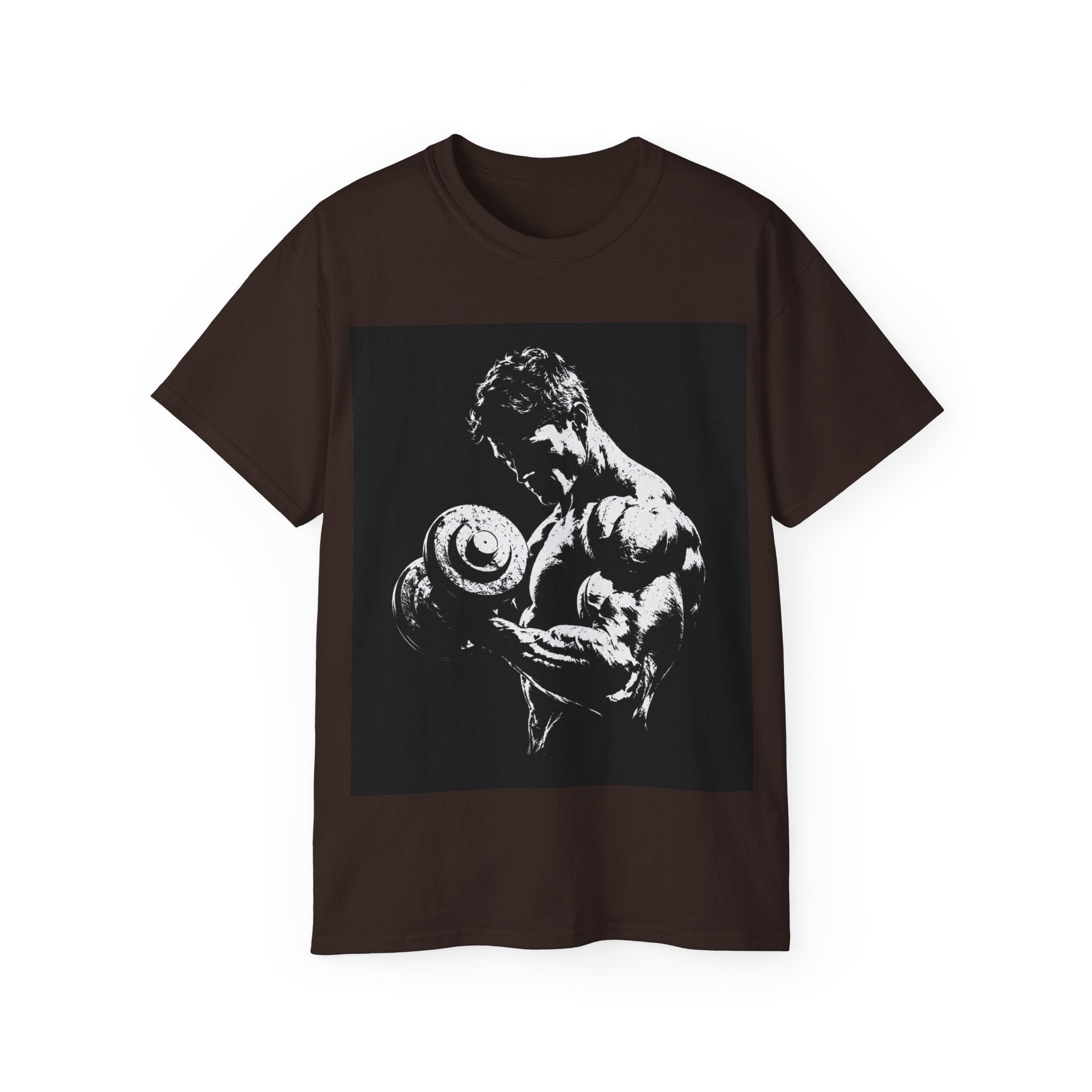 B&W Bodybuilder Bicep Curl T Shirt