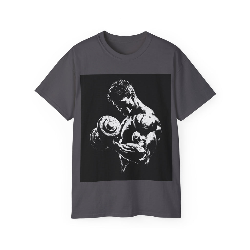 B&W Bodybuilder Bicep Curl T Shirt