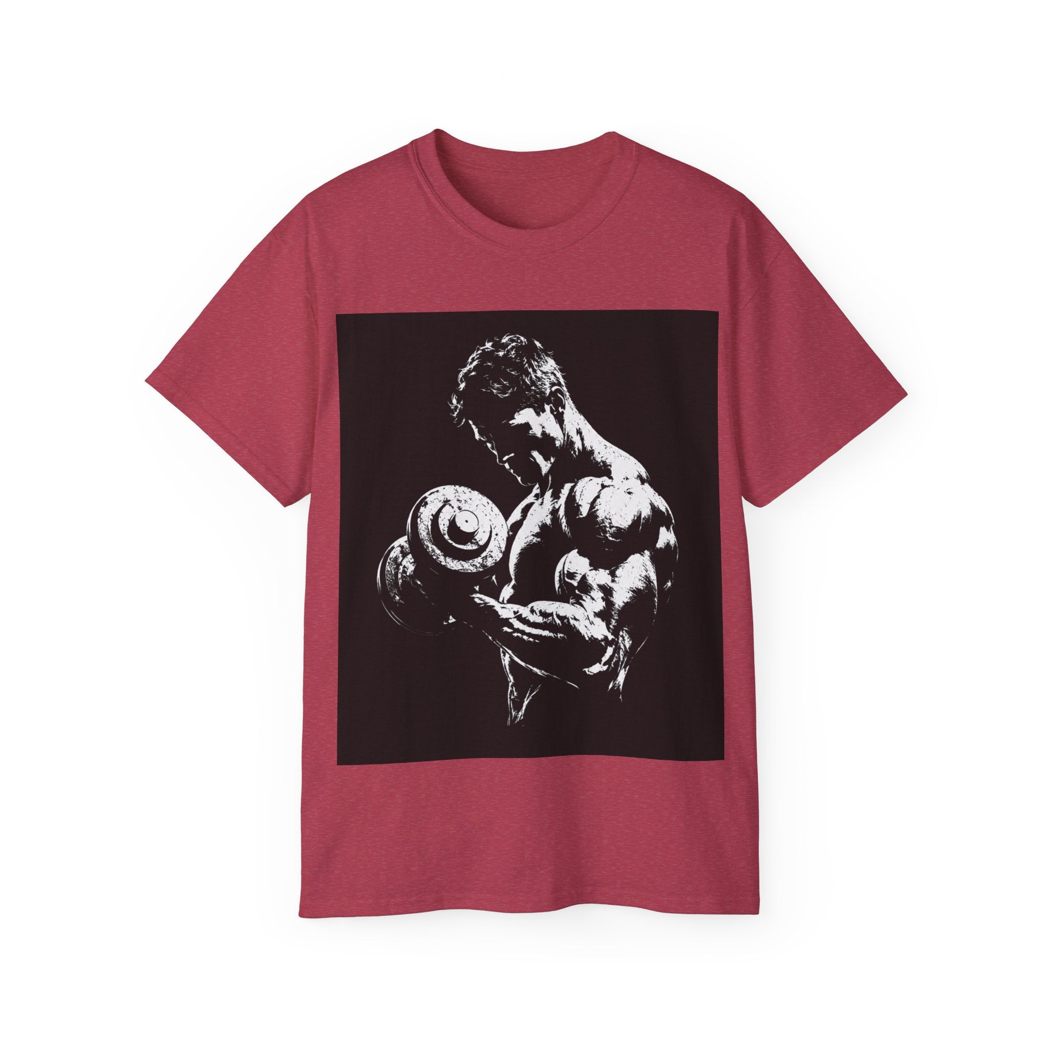 B&W Bodybuilder Bicep Curl T Shirt