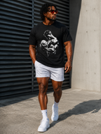 B&W Bodybuilder Bicep Curl T Shirt